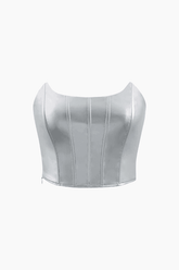 Metallic Strapless Corset Top And A-line Mini Skirt Set